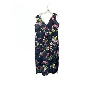VTG Key Lime Pie size L 100% cotton Hawaiian floral dress.